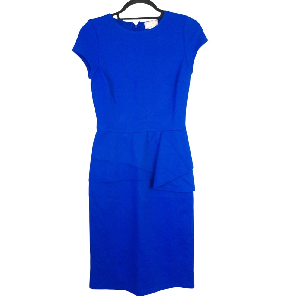 Love Ady Royal Blue Origami Fold Short Sleeve Sheath Pencil Dress Medium